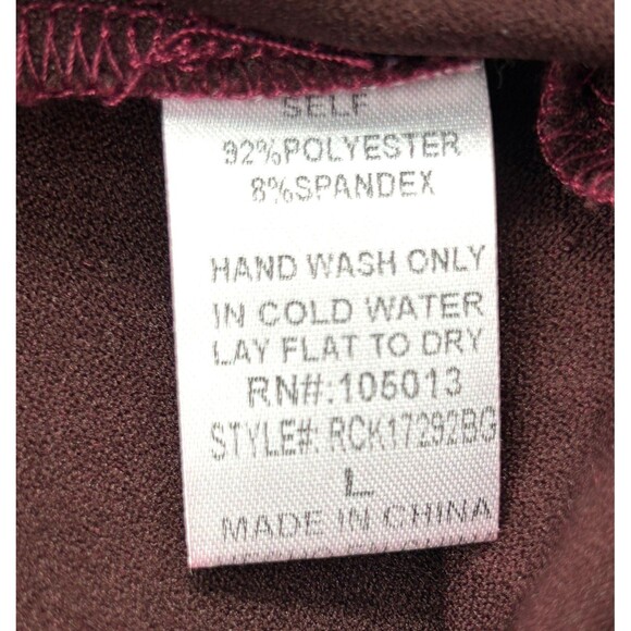 Rockin G Women Maroon Jacket Studded Moto Faux Suede Full Zip Bell Sleeve Sz L - Picture 12 of 12